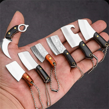 Mini Kitchen Knife Keychain - Portable Wine Bottle Opener & Paper Cutter EDC Fixed Key Chain Pendant for Women