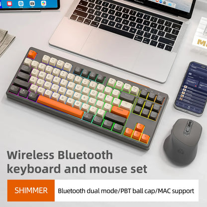 M87 Wireless 87-Key Dual Mode Bluetooth RGB Gaming Keyboard with PBT Keycaps and Rainbow Light