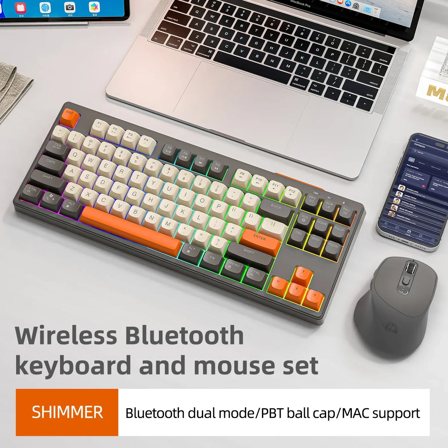 M87 Wireless 87-Key RGB Gaming Keyboard – Dual Mode Bluetooth with PBT Keycaps