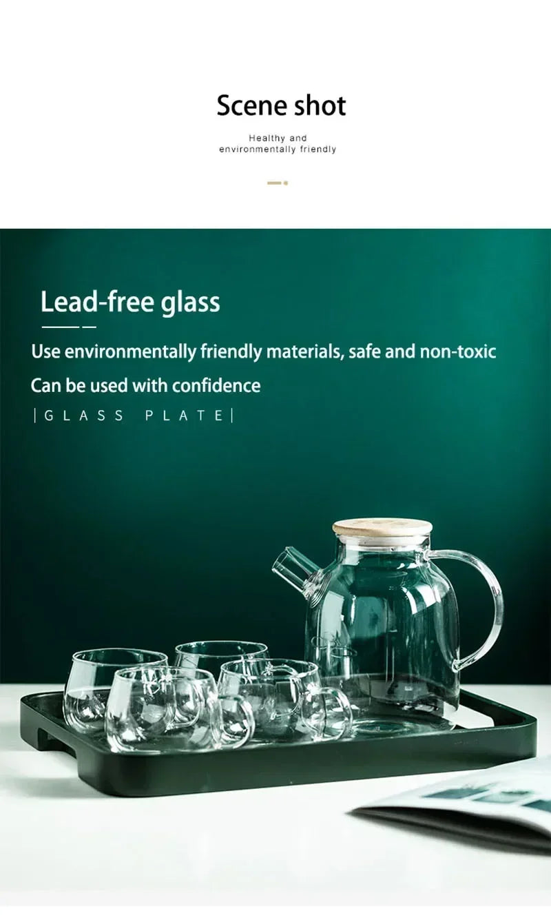 1.8L Transparent Borosilicate Glass Teapot – Heat-Resistant Large Clear Tea Pot for Puer, Flower Tea, Office & Home