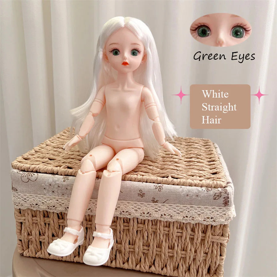 BJD 30cm Nude Doll – 1/6 Haploid Figure with Removable Joints & 3D Colorful Eyes, Birthday Gift for Girls