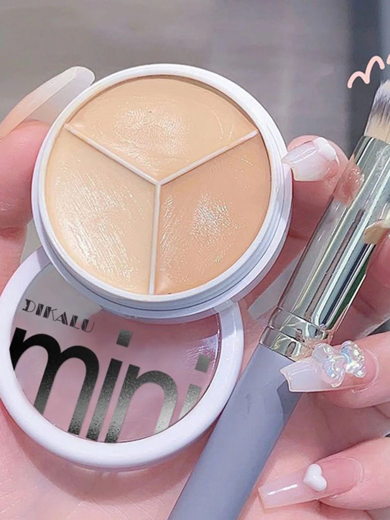 3-Color Concealer Cream Palette – Full Coverage for Acne, Dark Circles & Contour with Brush, Moisturizing Makeup