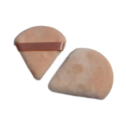 2PCS Velvet Triangle Makeup Puffs – Soft Washable Cosmetic Sponges for Wet & Dry Use with Foundation, Powder, Blush & Shadow