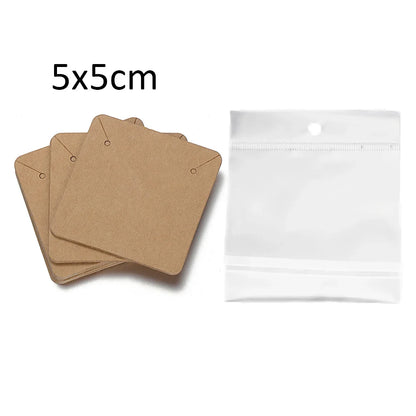 50 Sets Earring & Necklace Display Cards with Self-Seal Kraft Paper Bags – DIY Jewelry Packaging