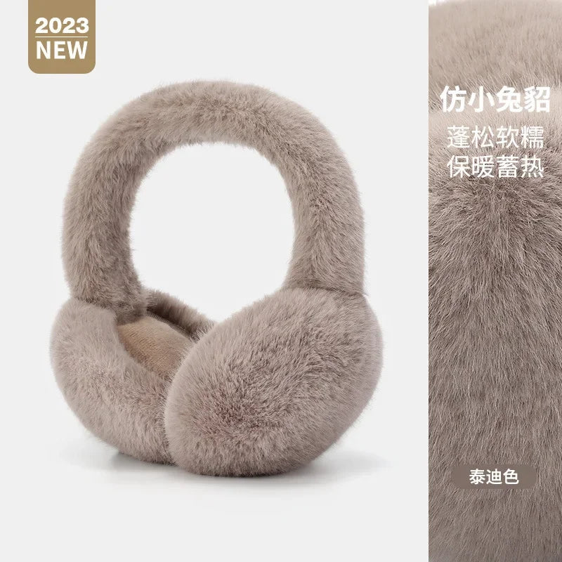 Soft Plush Ear Warmers Winter Earmuffs for Women & Men - Solid Color Cold Protection Earflap Outdoor Ear Covers
