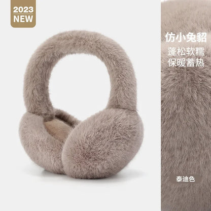 Soft Plush Ear Warmers Winter Earmuffs for Women & Men - Solid Color Cold Protection Earflap Outdoor Ear Covers