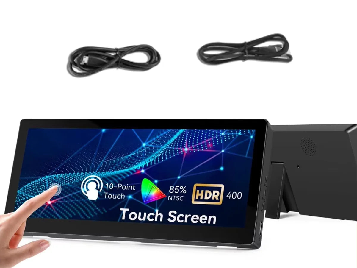 8.8 Inch HDMI Touch Screen Monitor – Long Wide Display with Case, PC Temperature Sensor Panel & Small Extender Monitor