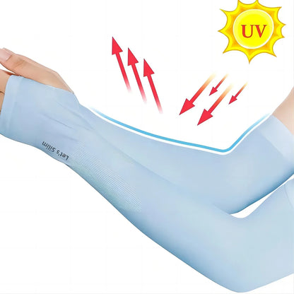Ice Silk Sun Protection Arm Sleeves – Unisex Anti-UV Elbow Covers for Cycling, Running, Fishing & Driving Outdoors