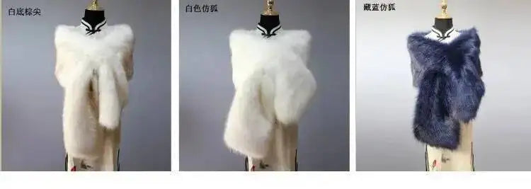32-Color Luxury Faux Fox Fur Shawl – Women’s Plush Winter Scarf, Wrap & Cape for Wedding & Coat