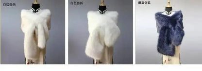 32-Color Luxury Faux Fox Fur Shawl – Women’s Plush Winter Scarf, Wrap & Cape for Wedding & Coat