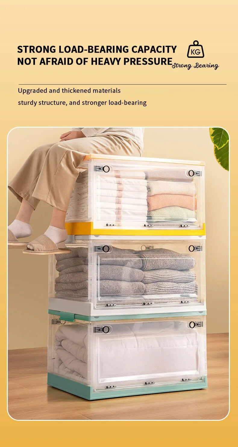 Foldable Transparent Storage Trunk — Large Capacity Plastic Organizer Box for Home, Wardrobe, and Clothes Storage
