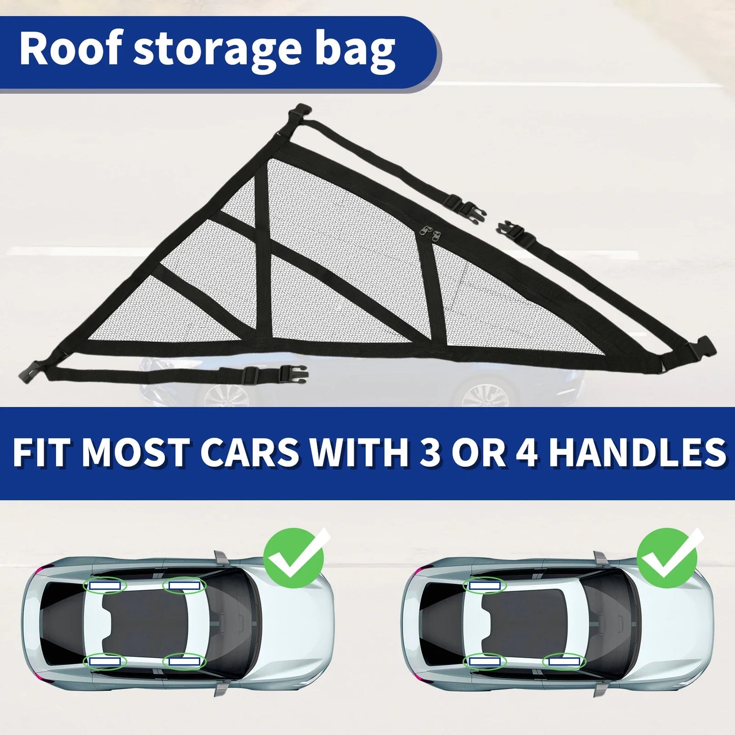 Triangular Car Roof Storage Net | Double-Layer Mesh Anti-Fall SUV Organizer for 2024