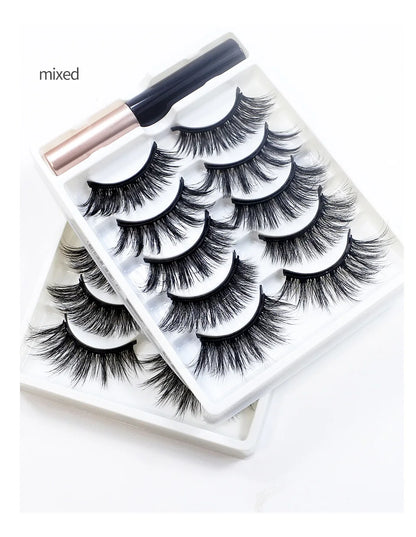 REDSIREN 5 Pairs Magnetic Eyelashes with Eyeliner – Reusable Thick Natural False Lashes