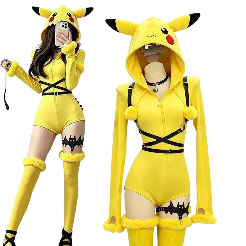 Yellow Mouse Cosplay Costume - Kawaii Plush Hooded Jumpsuit for Halloween & Carnival