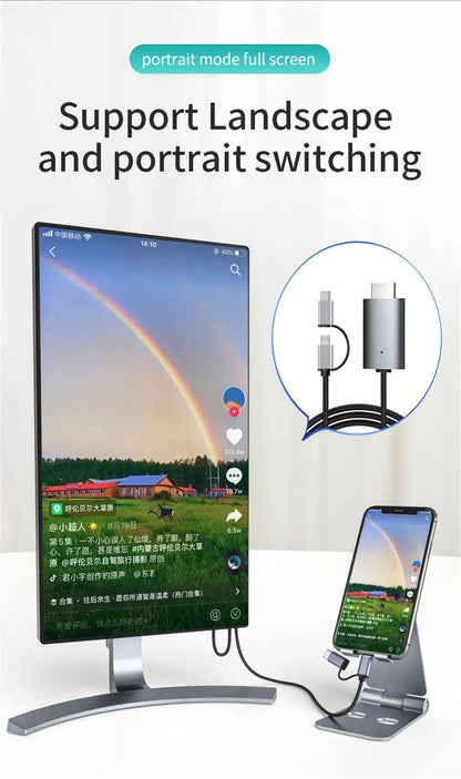 LD39 Wire HD Streaming TV Stick – Micro USB & Type C to HDMI Cable for Screen Mirroring from Android Phone/Tablet to TV