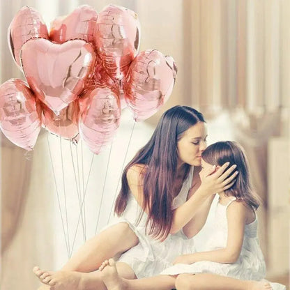 10pcs 18-inch Rose Gold Heart Shape Foil Balloons - Wedding and Birthday Party Decorations, Aluminum Foil Ballons, Air Balls Globos