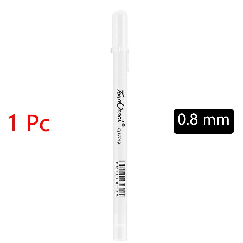 White Marker Pen Set - Waterproof Oil-Based Gel Pens for DIY, Graffiti, Sketching & School Supplies