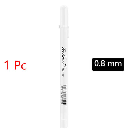 White Marker Pen Set - Waterproof Oil-Based Gel Pens for DIY, Graffiti, Sketching & School Supplies