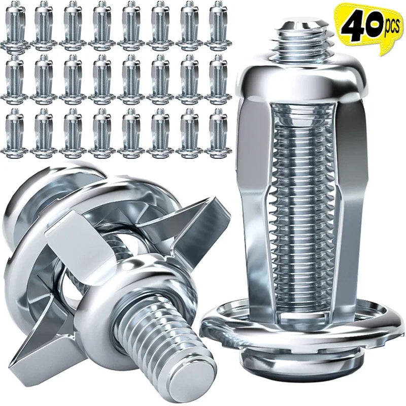 40/4Pcs Jack Nut Expansion Petal Screw Anchors Plugs Curtain Clamp Rivet Lock Bolt Wall Fasteners