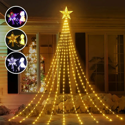 LED Star Waterfall Lights – Christmas String Lights for Tree Ornaments | Home Decor for Christmas 2024 and New Year 2025