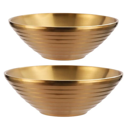 Golden 304 Stainless Steel Ramen Bowl - Large Rice, Salad, Noodle, and Soup Serving Dish for Home, Restaurant, and Pickled Cabbage Delights