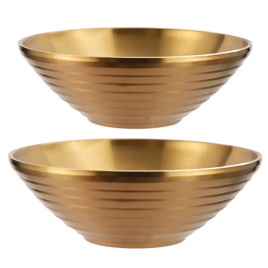 Golden 304 Stainless Steel Ramen Bowl - Large Rice, Salad, Noodle, and Soup Serving Dish for Home, Restaurant, and Pickled Cabbage Delights