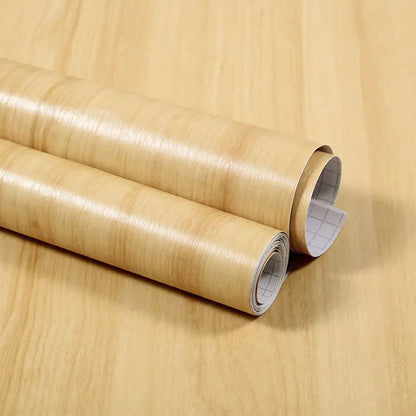 Self-Adhesive Waterproof Wood Grain Vinyl Wallpaper Roll – PVC Wall Sticker for Furniture Renovation & Bedroom Home Decor