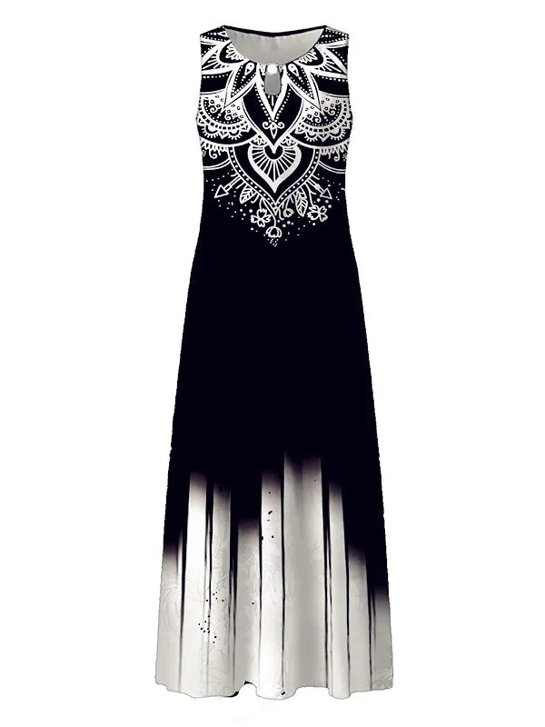 Women’s Loose Floral Vintage Maxi Dress – Ruffled Hole Summer Camis Big Size Elegant Party Dress