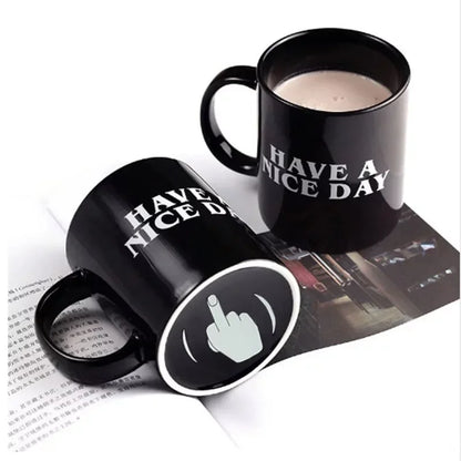 Vertical Middle Finger Mug - Creative Ceramic Coffee Cup, Anime and Film Inspired, Funny Breakfast Mug, Perfect Christmas Gift