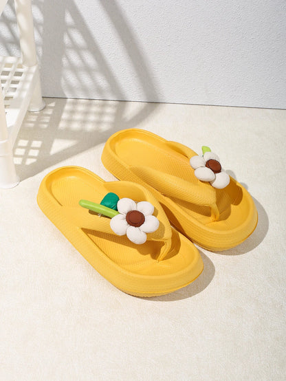Women’s Phalaenopsis Flower Flip Flops - Cute Multicolor Summer Slippers