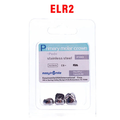 5PCS EASYINSMILE Kids Stainless Steel Dental Crowns – Primary Molar Teeth Refill D2-D7