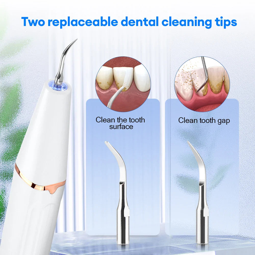 Ultrasonic Dental Scaler – Tartar Removal, Calculus Remover, Tooth Stain Cleaner with LED Light, Tooth Whitening Tools for Household Use