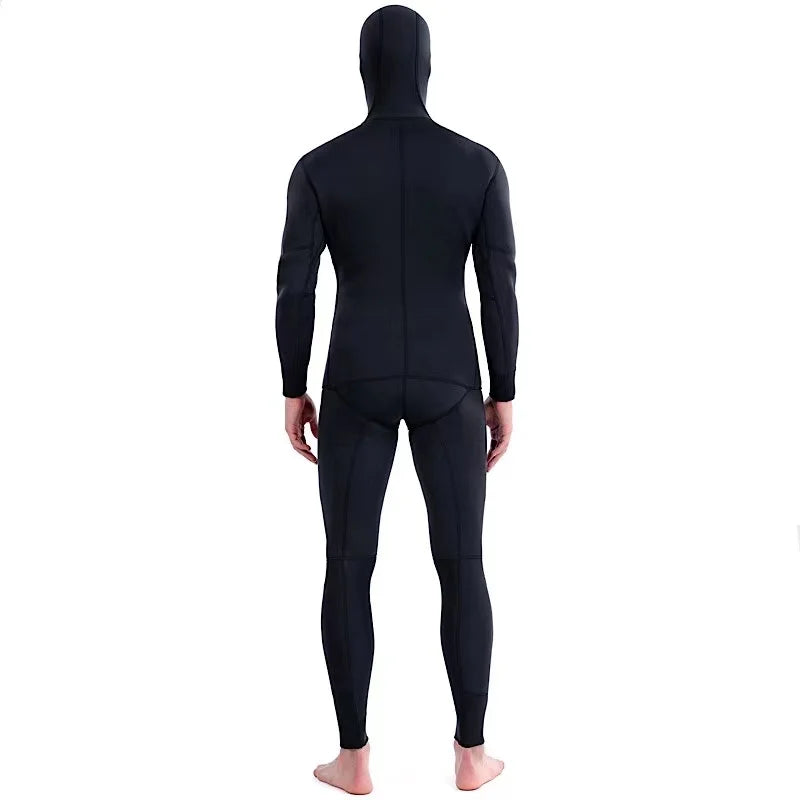 2024 Neoprene Scuba Diving Wetsuit – 1.5/3MM Winter Warm Hooded Suit with Front Zipper for Men, Surfing, Snorkeling & Spearfishing