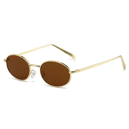 SHAUNA Retro Oval Metal Frame Sunglasses – UV400 Punk Style Shades for Women & Men