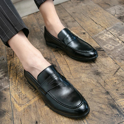 Men’s Classic Leather Slip-On Dress Shoes - Casual Business, Formal & Wedding Loafers