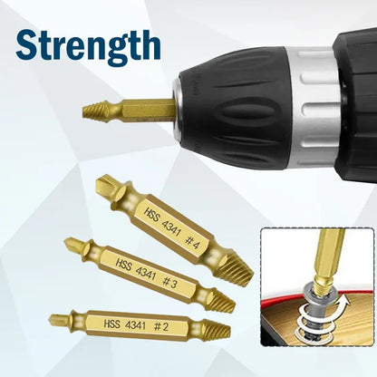 Double Head Screw Extractor Set | Broken Thread & Wire Remover, 4341 Hexagon Drill for Broken Screws
