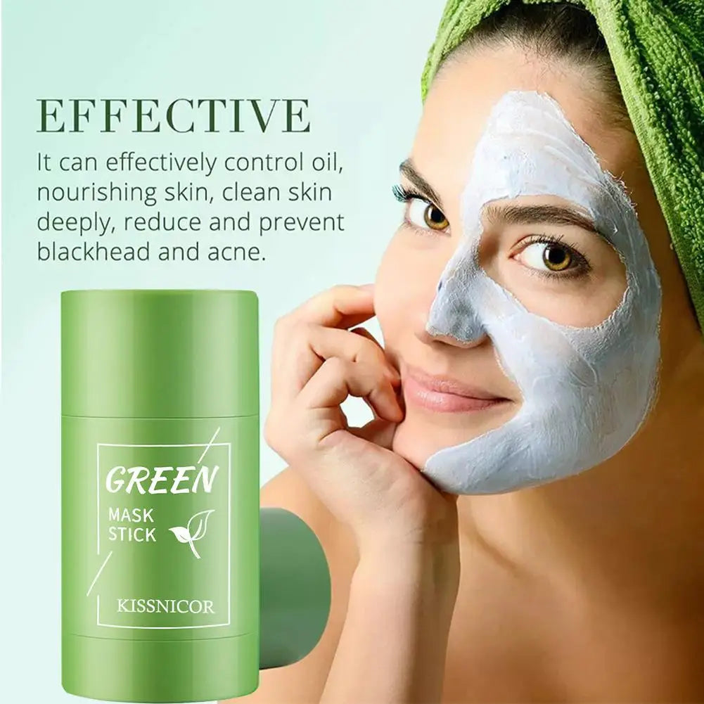 40g Green Tea Blackhead Removal Solid Mask – Pore Cleansing Stick for Blemishes & Shrinking Pores, Korean Skin Care
