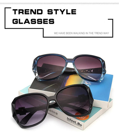 Fashionable Big Purple Sunglasses for Women - Luxury Brand Square Mirror Shades for Ladies