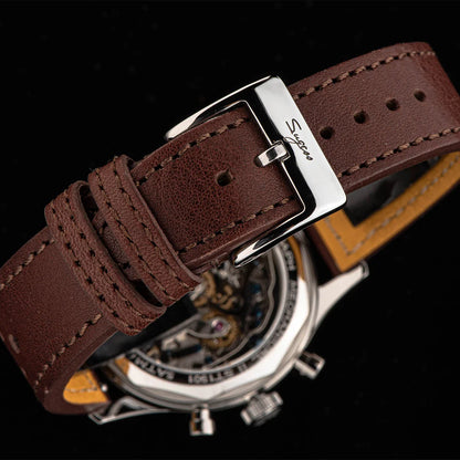 Sugess Pilot Men’s Chronograph Watch — Original ST1901 Mechanical Movement, Sapphire Crystal, Waterproof Racing Strap