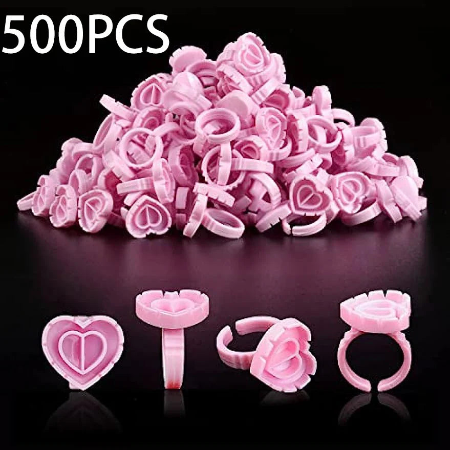 500PCS Disposable Eyelash Glue Fan Cup Rings — Holder Container for Lash Extensions, Tattoo Pigments & Eyelash Tools