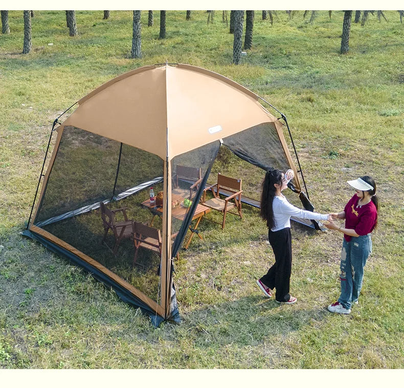 Outdoor Camping Mesh Tent – Rainproof, Sunscreen, Mosquito-Proof, Picnic & Beach Sunshade for 10 People