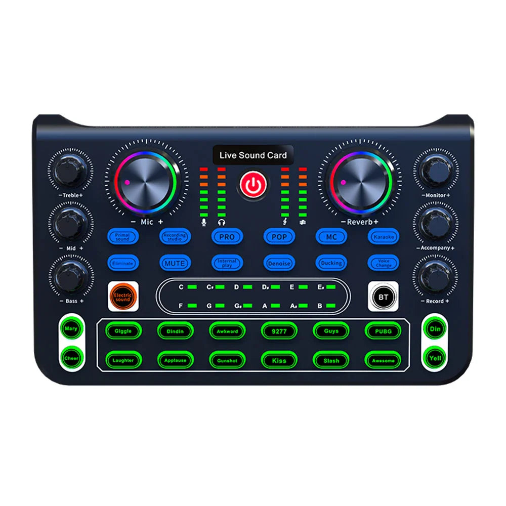 X60 Voice Changer Sound Card – Sound Mixer Board with Multiple Effects for Live Streaming & Music Recording