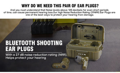 ARM NEXT E30 Tactical Bluetooth Headset – Electronic Noise-Cancelling Earplugs NRR27dB for Shooting