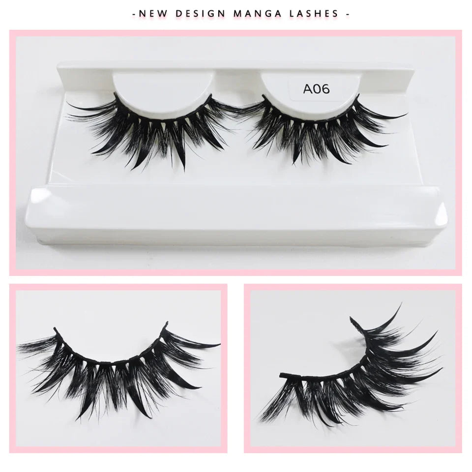 RED SIREN Wet Manga Lashes – Long, Thick Natural Fake Eyelashes for Korean Makeup Fashion