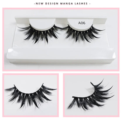RED SIREN Wet Manga Lashes – Long, Thick Natural Fake Eyelashes for Korean Makeup Fashion