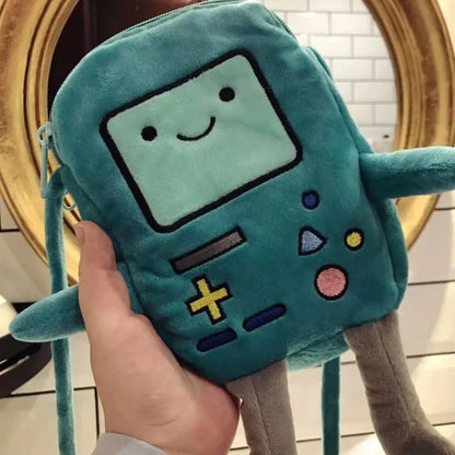 Cartoon Finn & Jake Plush Crossbody Bag – Coin Purse & Phone Bag, Anime BMO Stuffed Toy Gift for Kids & Fans