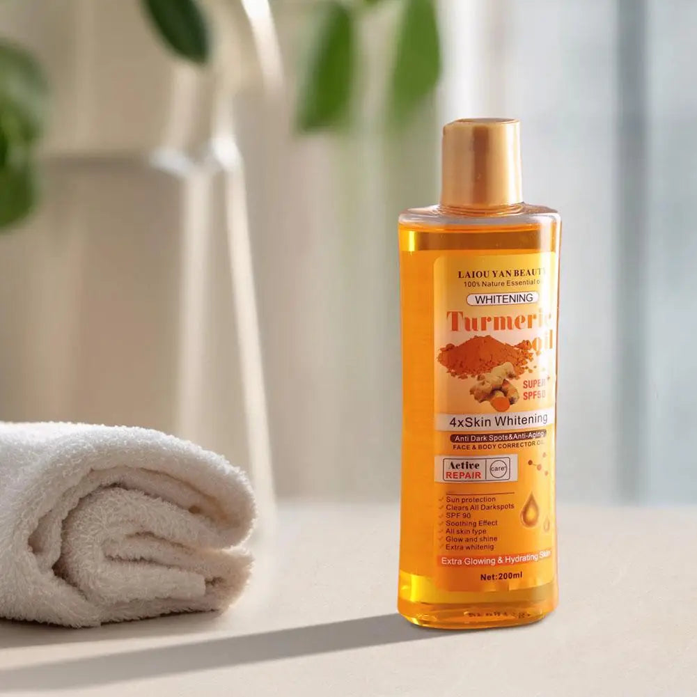 200ml Turmeric & Ginger Essential Oil — Deep Hydration Face & Body Moisturizer, Nourishing & Smoothing Skin Serum