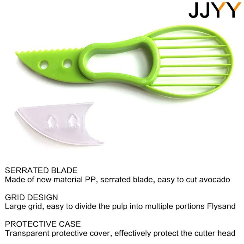 JJYY 3-in-1 Avocado Slicer: Shea Corer, Butter Fruit Peeler, Cutter & Pulp Separator - Plastic Kitchen Vegetable Tool