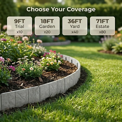 Stone-Look Garden Edging - No-Dig Landscape Border Panels for Flower Beds, Lawns & Pathways