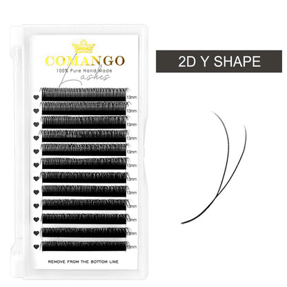 CoMango Faux Mink Eyelashes Extensions – 1D/2D/Y, C/D Curl Natural Russian Volume Soft PBT Lashes
